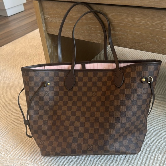 LOUIS VUITTON NEVERFULL DAMIER EBENE ROSE BALLERINE MM TOTE - Picture 5 of 12